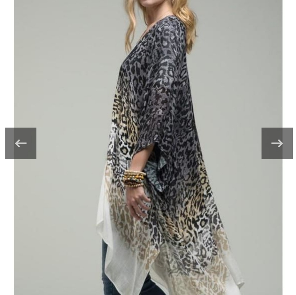 Leopard Print Ombre Kimono - Picture 2 of 4